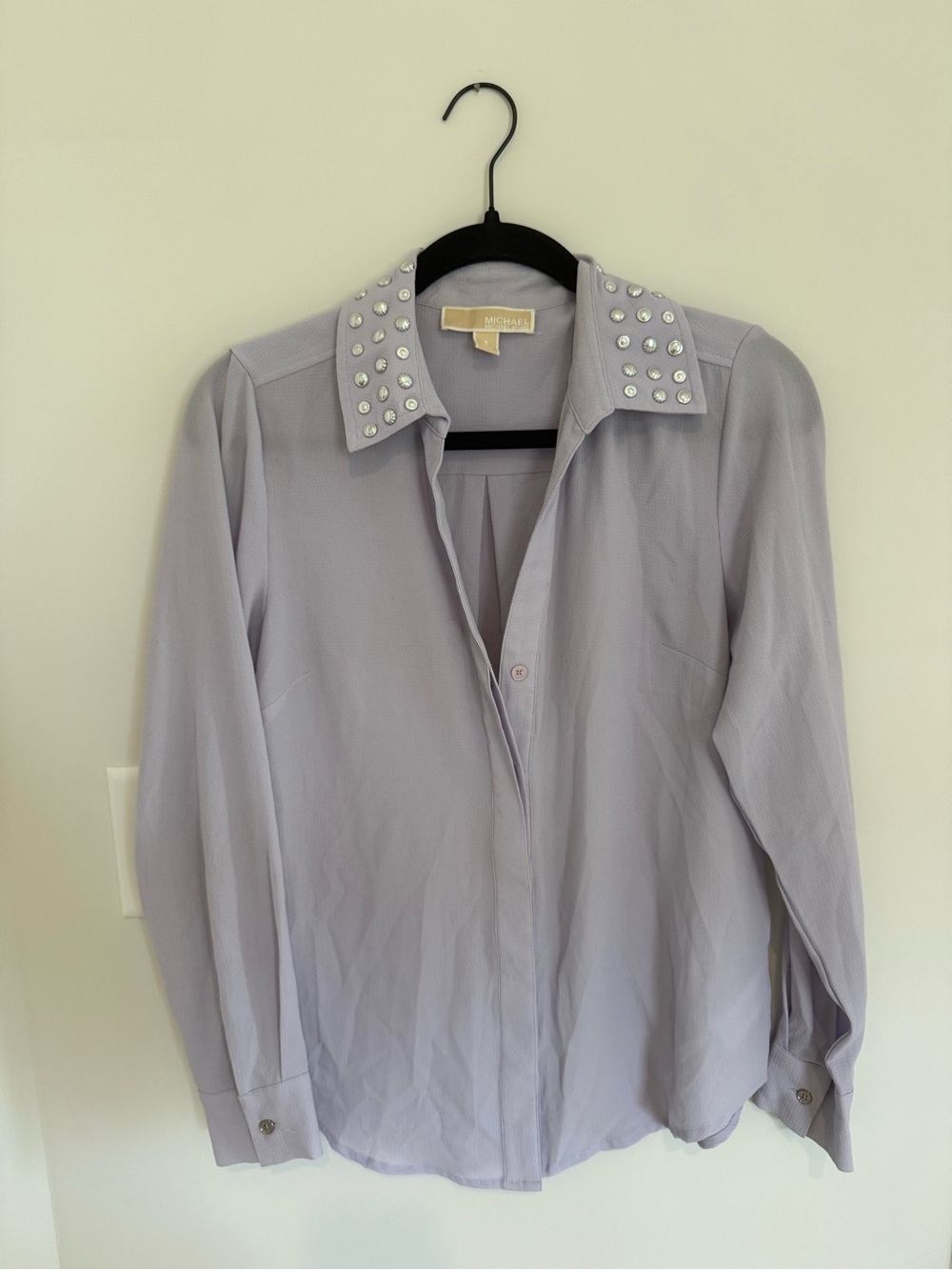 MICHAEL Michael Kors Lavender Pearl-Stud Collar Button-Down Shirt